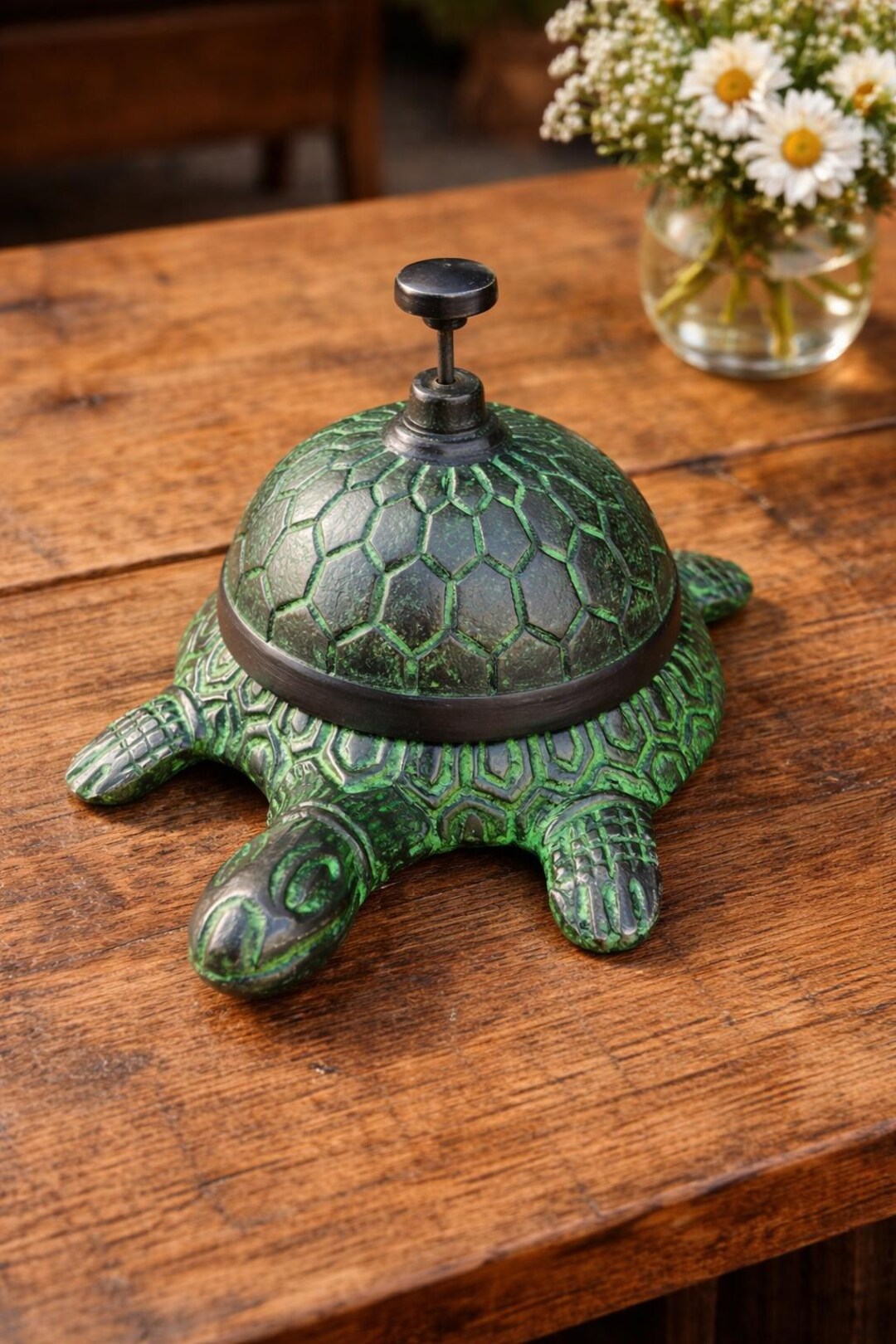 Turtle Servant Ringer Vintage Turtle Service Bell, Cast Aluminium Tortoise Ringer, Green ...