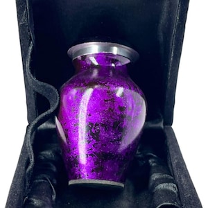 Purple Urns for Human Ashes Keepsake With Velvet Box Decorative Mini Marble Finish Cremation Urns for Adult Men Women Purple