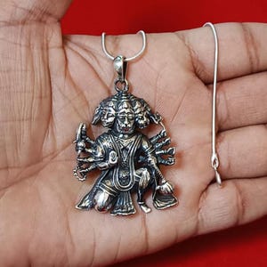 Panchmukhi Hanuman 925 Sterling Silver Pendant Necklace Divine Amulet Locket for Men and Women