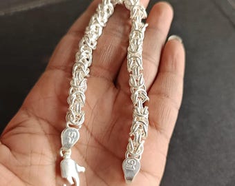 Heavy Byzantine Silver Bracelet Unisex Gifting Jewelry 9" Inch