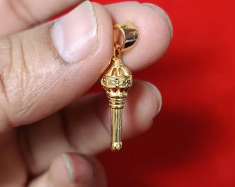 925 Sterling Silver Hanuman Gada Pendant: Gold Mac Locket
