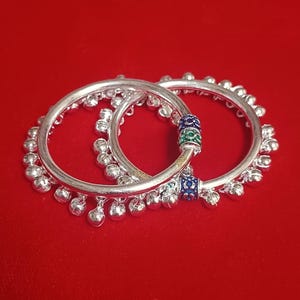 925 Silver Kids Traditional Anklet with Bells, Baby Ankle Bracelet, Baby Kada, Personalized Baby Jewelry Gift