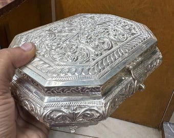 999 Pure Silver Dry Fruit Box, Housewarming Gift, Table Decor, Trinket Casket Box
