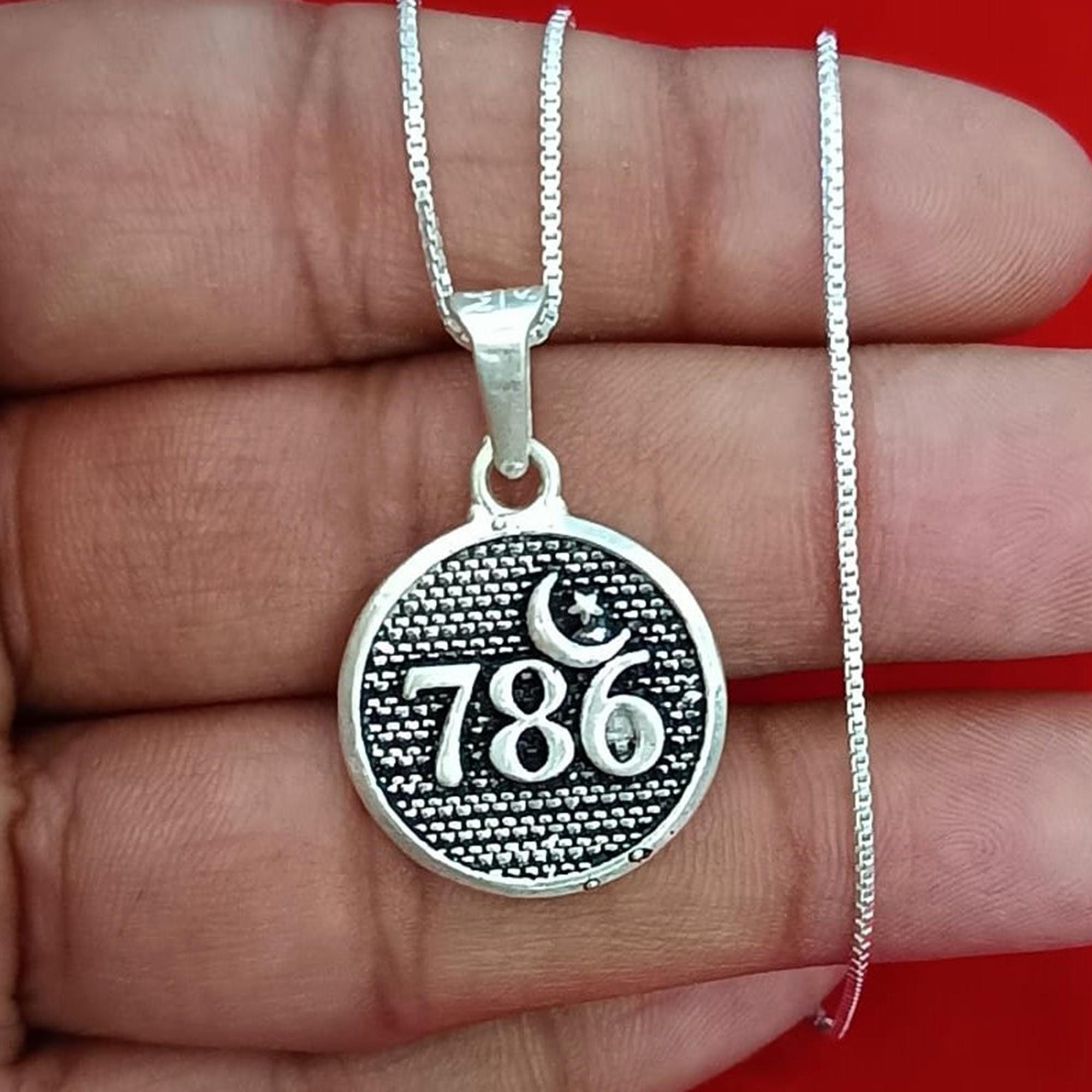 Sterling Silver Lucky 786 Pendant: Islamic Allah Barkat Locket - Etsy