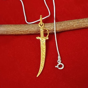 Dainty Gold Sword Charm Necklace, 925 Sterling Silver Sword Pendant Necklace, Unisex Gifting Jewelry