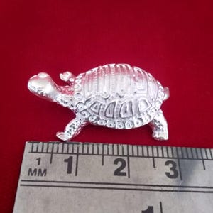 925 Sterling Silver Mini Tortoise Figurine, Pure Silver Turtle Statue Idol, Best Puja Article