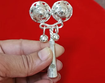 Sterling Silver Baby Rattle Bells Toy - Handmade Newborn Gift