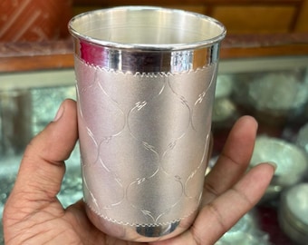 999 Silver Glass Tumbler, Silver Drinking Cup, Baby Dining Flask, Utensils Gift