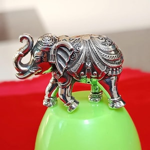 925 Silver Elephant Customized Sculpture Oxidized Upper Trunk Elephant Statue Idol Good luck Gift