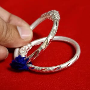 Silver Baby Kada, Handmade Pure Silver Baby Bangle, Kids Birthday Gift, Baby Christening Bangle