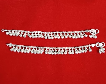 Pure Silver Kids Traditional Bell Anklet Payal, Jingle Bells Belly, Personalized Baby Jewelry Gifting