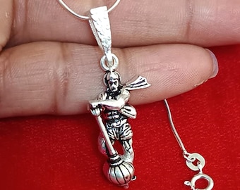 925 Sterling Silver Hindu God Lord Hanuman Necklace for Men and Women Protection Amulet