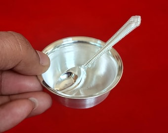 999 Fine Silver Small Baby Bowl and Spoon Set - Annaprasana Gifting