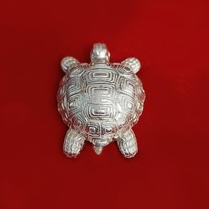 925 Sterling Silver Turtle Statue, Tortoise Figurine, Small Turtle Sculpture, Good Luck Gift