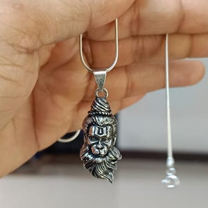 925 Sterling Silver Hindu God Yogi Hanuman Pendant Protection Amulet for Men and Women