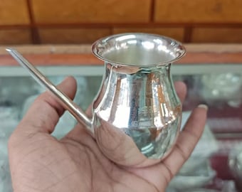Handmade 999 Silver Kalash, Pure Silver Flask Utensils Gift