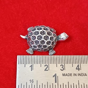 925 Sterling Silver Mini Turtle Statue Lord Vishnu Vahan Tortoise Figurine Puja Article