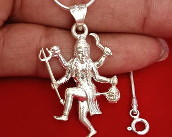 Sterling Silver Goddess Kali Pendant: Hindu Religious Locket