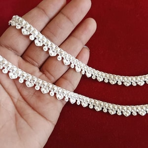 Pure Silver Anklet Women Indian Payal Ankle Bracelet Handmade Silver Anklet Pair