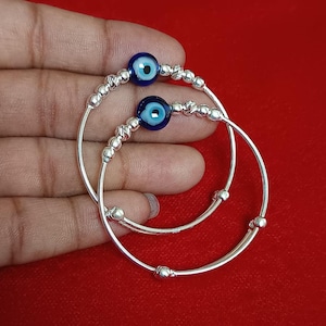Baby Protection Bangle 925 Sterling Silver Infant Cuff Bangle Evil Eye Jewelry New Baby Gift