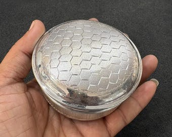 Handmade Silver Trinket Box, Engraved Silver Casket Round, Wedding Favors Gift