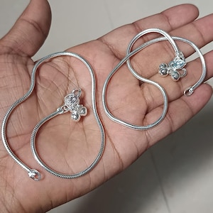 Solid Silver Anklet Women Indian Bridal Payal Foot Chain Bracelet