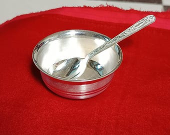 999 Pure Fine Silver Baby Bowl and Spoon Set, Annaprashana Ceremony Utensils