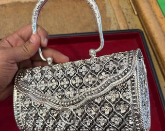 Handcrafted 925 Sterling Silver Handbag Clutch Women - Bridal Wedding Purse