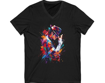 Estilo Michael Jackson - Camiseta unisex con cuello en V y silueta artística