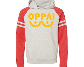 OPPAI Varsity Hoodie: Unisex Anime Pullover mit Fleece
