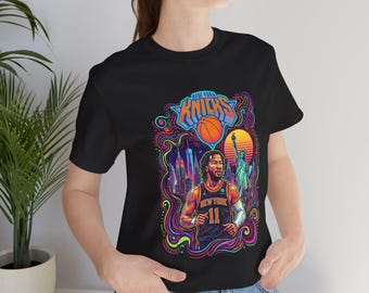 Jalen Brunson Retro Psychedelisches Basketball-T-Shirt | New York Hoops Grafik-T-Shirt