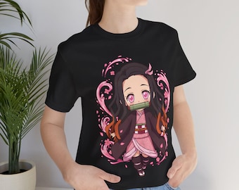 Koszulka z grafiką z anime Chibi Nezuko, koszulka z anime i mangą