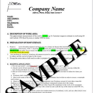 Roofing Proposal Contract TPO WORD Template