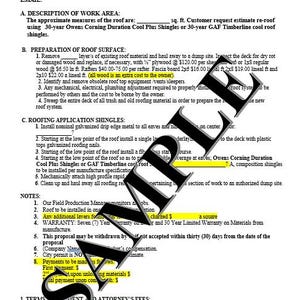 Roofing Asphalt Shingles Proposal WORD Template