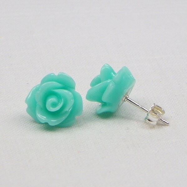 Aqua (10MM) Rose and Sterling Silver