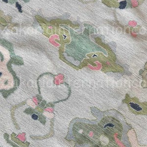 Soft Green Oushak Rug | Hand-Knotted Wool Turkish Carpet | Blush Pink & Sage Floral Design | Vintage Style Area Rug | Light Neutral Decor