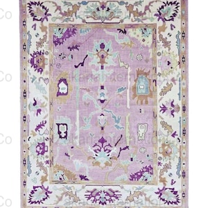 Pink Ivory Oushak Rug Large Area Rug Bedroom Living Room 4x6 5x8 6x9 8x10 9x12 Custom Oushak Contemporary Rug Pink Oushak Rug Border Rug