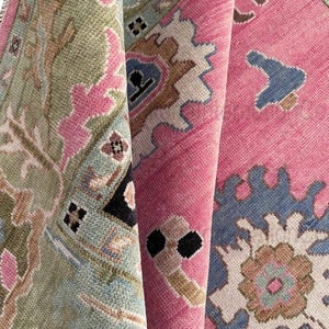 Pink Beige Hand Knotted Oushak area Rug Living Room Bedroom Hall Pink oushak rug girls room kids room rug contemporary oushak interior rugs