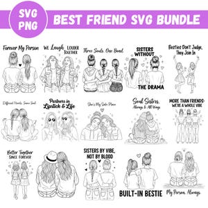 Best Friend SVG Bundle for Women | Soul Sisters PNG Clipart | Friendship Day Sublimation Designs | Digital Download ZIP
