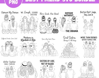 Best Friend SVG Bundle for Women | Soul Sisters PNG Clipart | Friendship Day Sublimation Designs | Digital Download ZIP