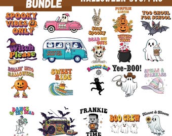 Lot rétro Halloween SVG – Fantôme effrayant, citrouille, chats (téléchargement numérique)