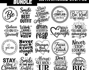 Pacchetto di citazioni motivazionali in formato SVG / ClipArt PNG con frasi ispiratrici / File Cricut con affermazioni positive / Download immediato