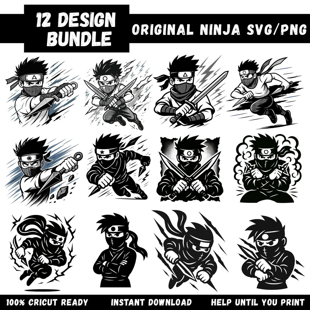 Ninja SVG Clipart Bundle | Anime Style Cut Files (digital Download) - Etsy