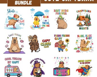 Capibara SVG-bundel | Dierlijke clipart voor Cricut (digitale download)