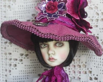 Sequined Flowers Witch Hat With Silver Pendant For Ball Jointed Dolls