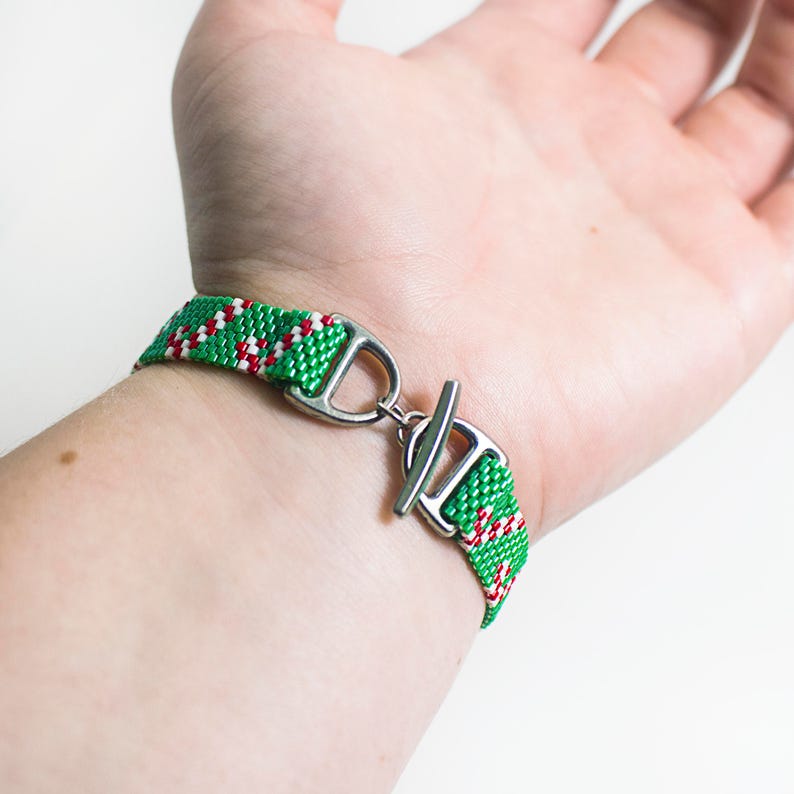 Holiday Bracelet Christmas Bracelet Candy Cane Bracelet Etsy
