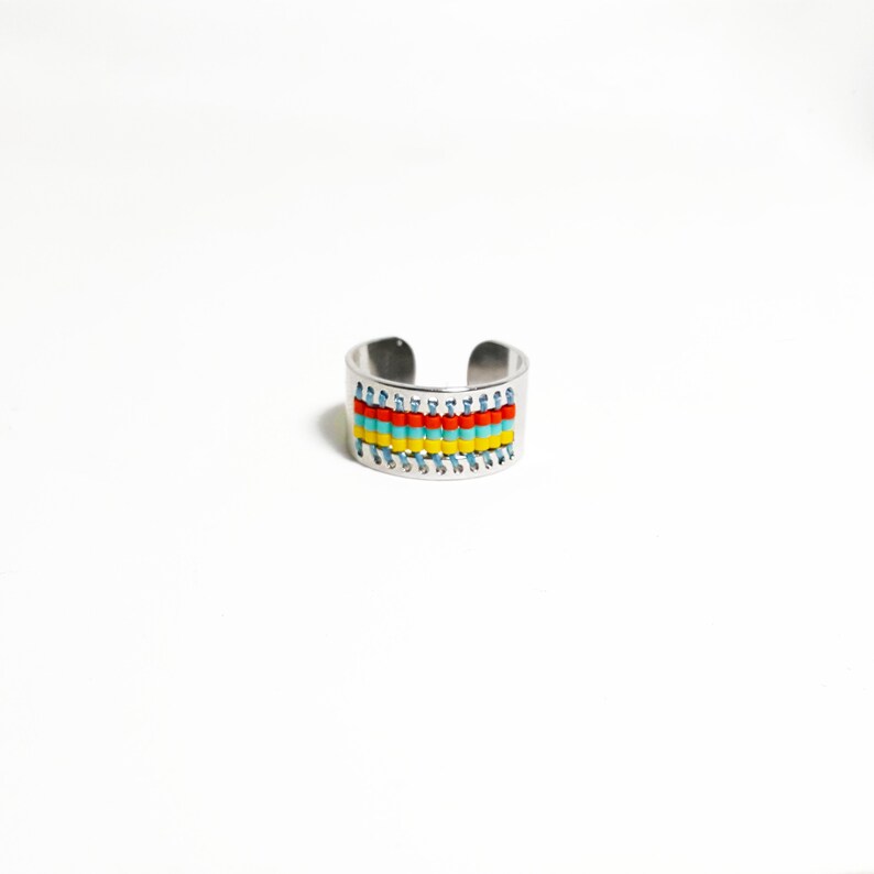 Womens Jewelry Beaded Ring Gifts for Her Beaded Adjustable Ring
