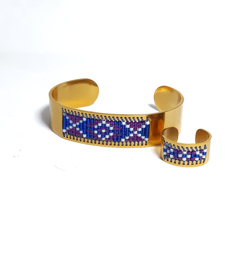 Patriotic Bracelet Seed Bead Bracelet Independence Day Jewelry