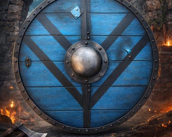 Viking Shield Wooden & Aluminum – Handcrafted Norse Warrior Round Shield | Medieval Wall Decor