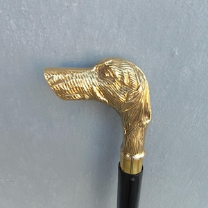 Handmade Brass Dog Head Walking Stick – Animal Cane for Men | Vintage Style Gift Cane | Cosplay Prop Accessory